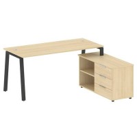 Metal System Style БА.РС-СТС-2.4 Пр (Акация лорка/антрацит) Рабочая станция на А-образном м/к с опорной тумбой правая