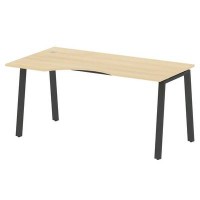 Metal System Style БА.СА-1 Л (Акация лорка/черный) Стол криволинейный левый на А-образном м/к