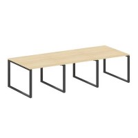 Metal System Style БО.ПРГ-3.1 (Акация лорка/черный) Переговорный стол (3 столешницы) на О-образном м/к