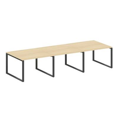 Metal System Style БО.ПРГ-3.2 (Акация лорка/черный) Переговорный стол (3 столешницы) на О-образном м/к