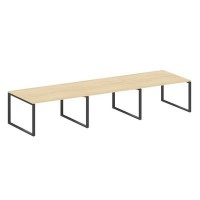 Metal System Style БО.ПРГ-3.3 (Акация лорка/черный) Переговорный стол (3 столешницы) на О-образном м/к