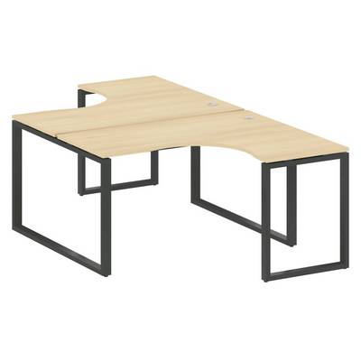 Metal System Style БО.РАС-СА-2.3 (Акация лорка/черный) Рабочая станция криволинейная на О-образном м/к