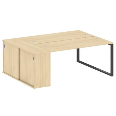 Metal System Style БО.РС-СШК-1.4 (Акация лорка/черный) Рабочая станция на О-образном м/к с опорным шкафом-купе