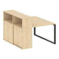 Metal System Style БО.РС-СШК-2.1 (Акация лорка/черный) Рабочая станция на О-образном м/к с опорным шкафом-купе