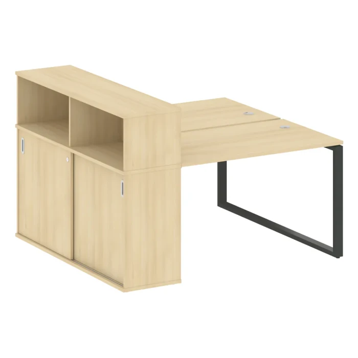 БО.РС-СШК-2.2 Рабочая станция с опорным шкафом-купе на О-образном м/к, правая, цвет акация лорка, черный