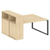 Metal System Style БО.РС-СШК-2.3 (Акация лорка/черный) Рабочая станция на О-образном м/к с опорным шкафом-купе