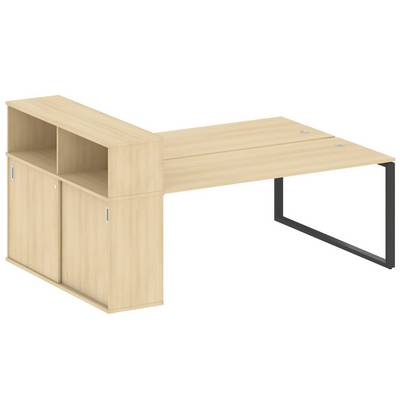 Metal System Style БО.РС-СШК-2.5 (Акация лорка/черный) Рабочая станция на О-образном м/к с опорным шкафом-купе