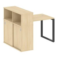 Metal System Style БО.РС-СШК-3.1 (Акация лорка/черный) Стол письменный на О-образном м/к с опорным шкафом-купе