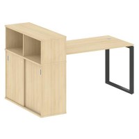 Metal System Style БО.РС-СШК-3.3 (Акация лорка/черный) Стол письменный на О-образном м/к с опорным шкафом-купе