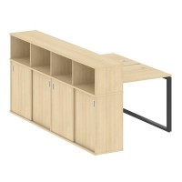 Metal System Style БО.РС-СШК-4.1 (Акация лорка/черный) Рабочая станция на О-образном м/к с опорным шкафом-купе