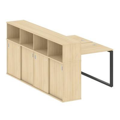 Metal System Style БО.РС-СШК-4.1 (Акация лорка/антрацит) Рабочая станция на О-образном м/к с опорным шкафом-купе