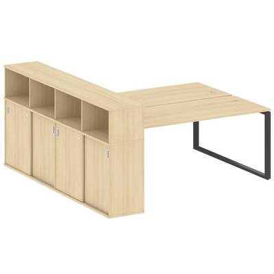 Metal System Style БО.РС-СШК-4.5 (Акация лорка/антрацит) Рабочая станция на О-образном м/к с опорным шкафом-купе