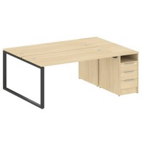 Metal System Style БО.РС-СТП-2.4 (Акация лорка/черный) Рабочая станция на О-образном м/к с опорной тумбой