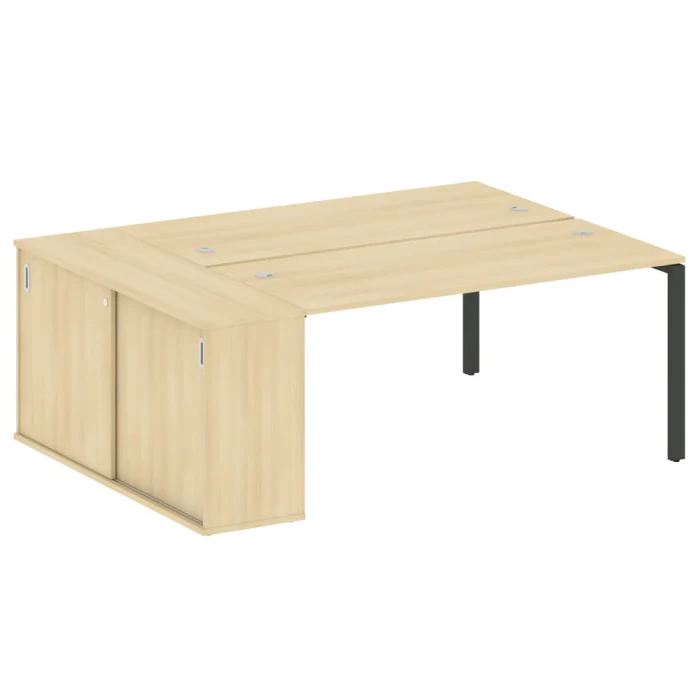 БП.РС-СШК-1.4 Рабочая станция с опорным шкафом-купе на П-образном м/к, правая, акация лорка, черный