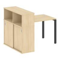 Metal System Style БП.РС-СШК-3.1 (Акация лорка/антрацит) Стол письменный на П-образном м/к с опорным шкафом-купе