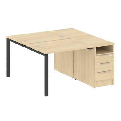 Metal System Style БП.РС-СТП-2.1 (Акация лорка/черный) Рабочая станция на П-образном м/к с опорной тумбой