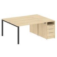 Metal System Style БП.РС-СТП-2.3 (Акация лорка/антрацит) Рабочая станция на П-образном м/к с опорной тумбой