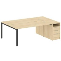 Metal System Style БП.РС-СТП-2.5 (Акация лорка/антрацит) Рабочая станция на П-образном м/к с опорной тумбой