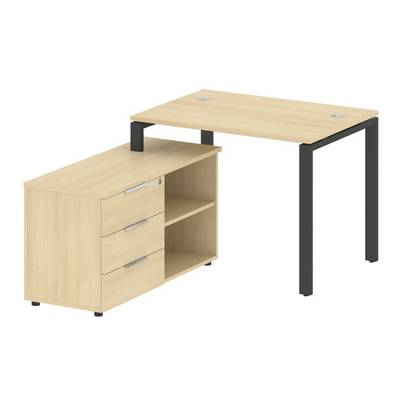 Metal System Style БП.РС-СТС-2.1 (L) (Акация лорка/черный) Рабочая станция на П-образном м/к с опорной тумбой левая