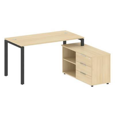 Metal System Style БП.РС-СТС-2.3 Пр (Акация лорка/черный) Рабочая станция на П-образном м/к с опорной тумбой правая