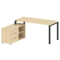 Metal System Style БП.РС-СТС-2.4 Л (Акация лорка/антрацит) Рабочая станция на П-образном м/к с опорной тумбой левая