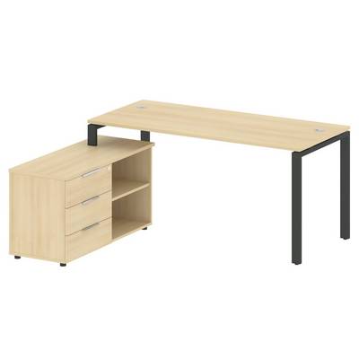 Metal System Style БП.РС-СТС-2.4 Л (Акация лорка/черный) Рабочая станция на П-образном м/к с опорной тумбой левая