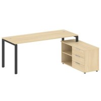 Metal System Style БП.РС-СТС-2.5 Пр (Акация лорка/антрацит) Рабочая станция на П-образном м/к с опорной тумбой правая