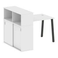 БА.РС-СШК-3.1 (Белый/черный) Стол письменный на А-образном м/к с опорным шкафом-купе