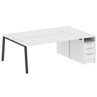 Metal System Style БА.РС-СТП-2.5 (Белый/антрацит) Рабочая станция на А-образном м/к с опорной тумбой