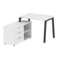 Metal System Style БА.РС-СТС-2.1 Л (Белый/антрацит) Рабочая станция на А-образном м/к с опорной тумбой левая