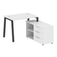 Metal System Style БА.РС-СТС-2.1 Пр (Белый/антрацит) Рабочая станция на А-образном м/к с опорной тумбой правая
