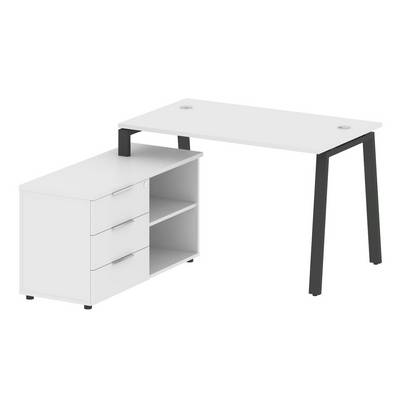 Metal System Style БА.РС-СТС-2.2 Л (Белый/черный) Рабочая станция на А-образном м/к с опорной тумбой левая