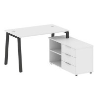 Metal System Style БА.РС-СТС-2.2 Пр (Белый/антрацит) Рабочая станция на А-образном м/к с опорной тумбой правая