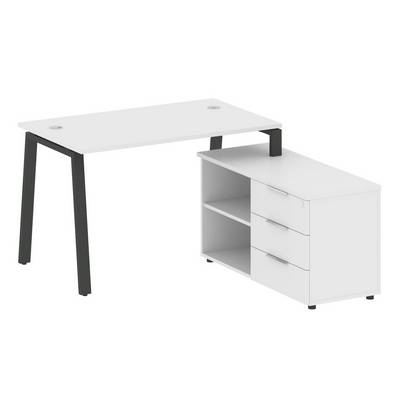 Metal System Style БА.РС-СТС-2.2 Пр (Белый/черный) Рабочая станция на А-образном м/к с опорной тумбой правая