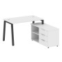 Metal System Style БА.РС-СТС-2.2 Пр (Белый/черный) Рабочая станция на А-образном м/к с опорной тумбой правая