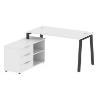 Metal System Style БА.РС-СТС-2.3 Л (Белый/антрацит) Рабочая станция на А-образном м/к с опорной тумбой левая