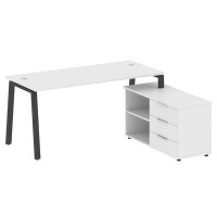 Metal System Style БА.РС-СТС-2.4 Пр (Белый/антрацит) Рабочая станция на А-образном м/к с опорной тумбой правая