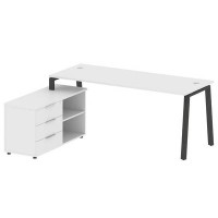 Metal System Style БА.РС-СТС-2.5 Л (Белый/антрацит) Рабочая станция на А-образном м/к с опорной тумбой левая