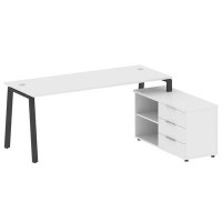 Metal System Style БА.РС-СТС-2.5 Пр (Белый/антрацит) Рабочая станция на А-образном м/к с опорной тумбой правая