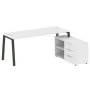 БА.РС-СТС-2.5 Пр Рабочая станция с опорной тумбой на А-образном м/к, правая, ЛДСП белый, антрацит