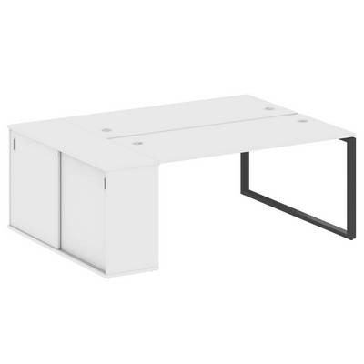 Metal System Style БО.РС-СШК-1.4 (Белый/черный) Рабочая станция на О-образном м/к с опорным шкафом-купе