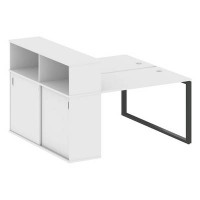 Metal System Style БО.РС-СШК-2.2 (Белый/антрацит) Рабочая станция на О-образном м/к с опорным шкафом-купе