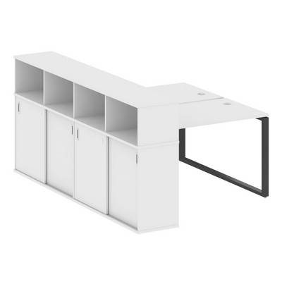 Metal System Style БО.РС-СШК-4.2 (Белый/черный) Рабочая станция на О-образном м/к с опорным шкафом-купе