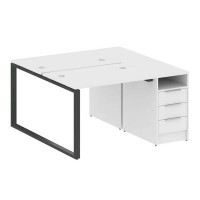 Metal System Style БО.РС-СТП-2.1 (Белый/антрацит) Рабочая станция на О-образном м/к с опорной тумбой