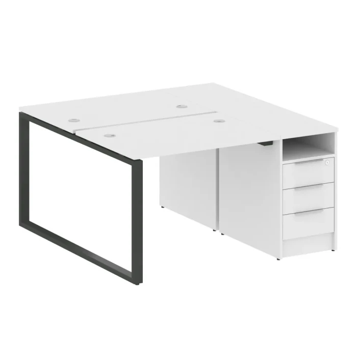 БО.РС-СТП-2.1 Рабочая станция с опорной тумбой на О-образном м/к, ЛДСП белый, антрацит