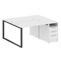 Metal System Style БО.РС-СТП-2.2 (Белый/антрацит) Рабочая станция на О-образном м/к с опорной тумбой