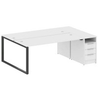 Metal System Style БО.РС-СТП-2.5 (Белый/антрацит) Рабочая станция на О-образном м/к с опорной тумбой