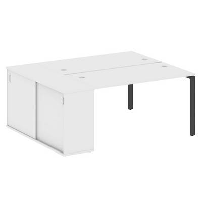 Metal System Style БП.РС-СШК-1.3 (Белый/антрацит) Рабочая станция на П-образном м/к с опорным шкафом-купе