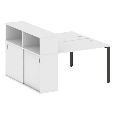 Metal System Style БП.РС-СШК-2.2 (Белый/черный) Рабочая станция на П-образном м/к с опорным шкафом-купе
