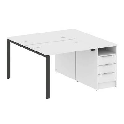 Metal System Style БП.РС-СТП-2.1 (Белый/антрацит) Рабочая станция на П-образном м/к с опорной тумбой